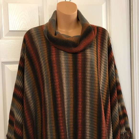 Rebecca Elliot Fringed Cowl Neck Shawl M/L - Picture 2 of 6